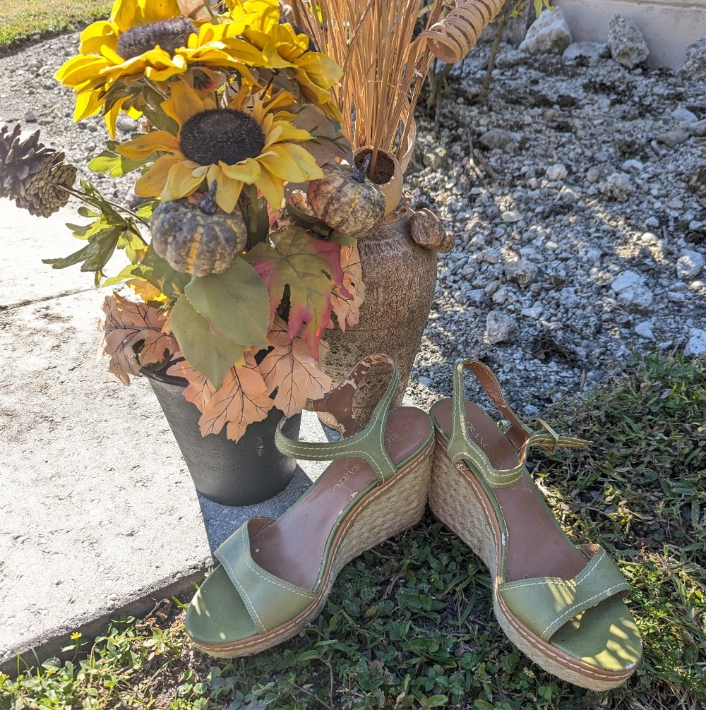 Green Wedge Sandals